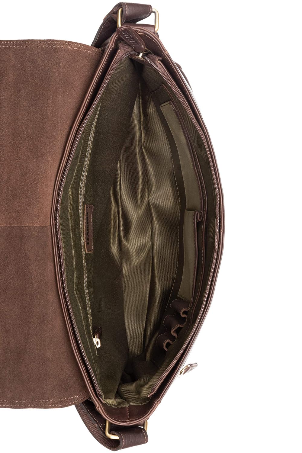 LEABAGS Bolso Bandolera para Hombres y Mujeres | Bolso Mensajero con Correa | Bolsa Cuero Genuino para Portátil 15" | Bolsa de Hombro | Bolsa de Trabajo | Bolsa de Transporte