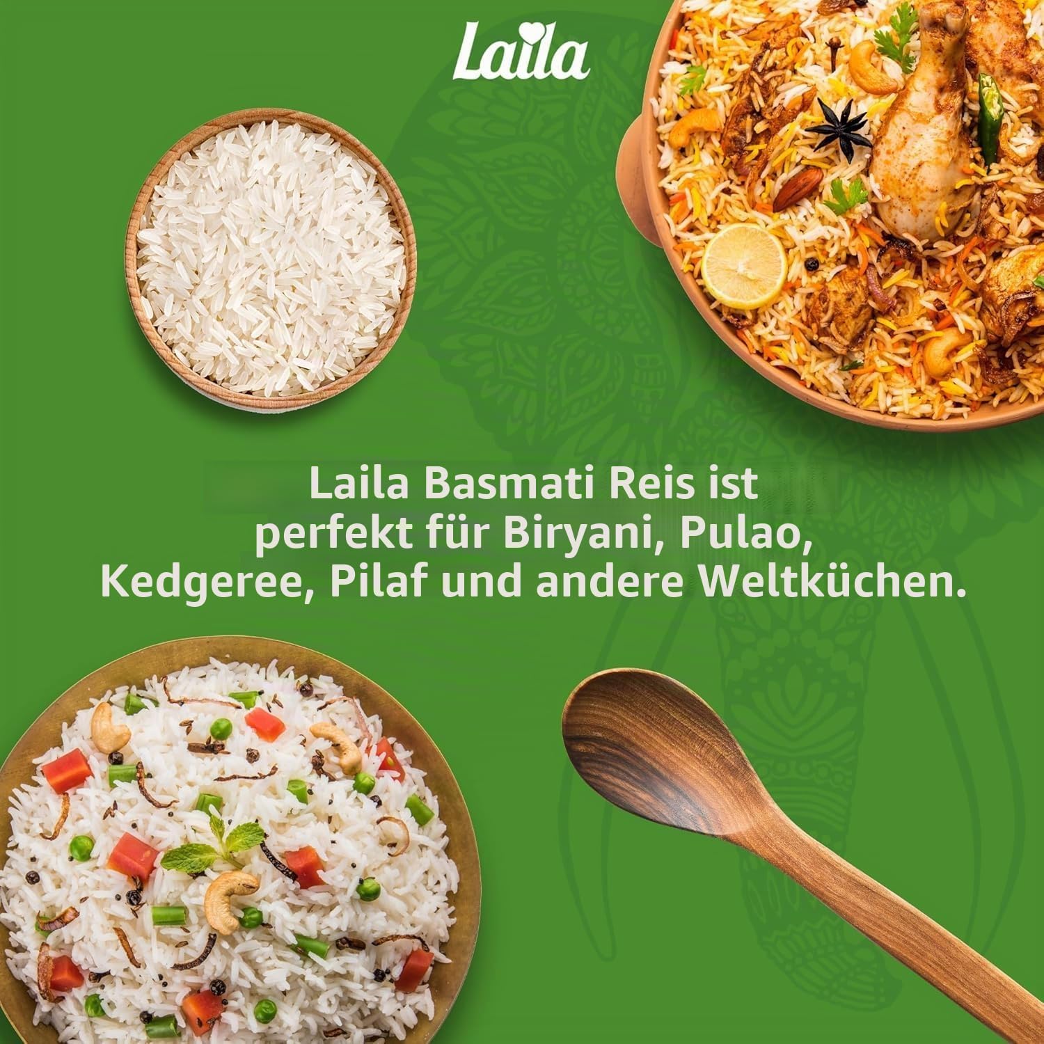 Laila Basmati Reis 20 kg - Premium Basmati-Reis aus Pakistan, aromatisch und leicht verdaulich, ideal für jeden Anlass, glutenfrei, perfekte Beilage für Ihre Gerichte