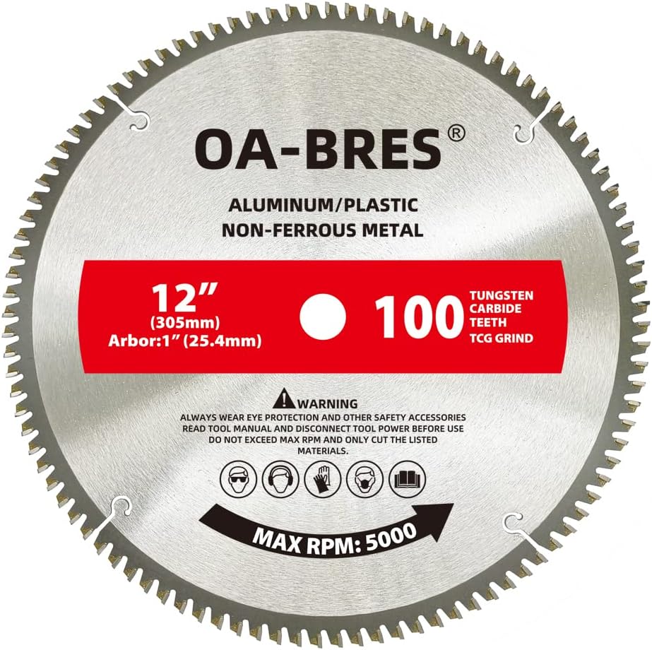 12 Inch 100T Upgrade TCG Grind Aluminum Non-Ferrous Metal Saw Blade with 1-Inch Arbor