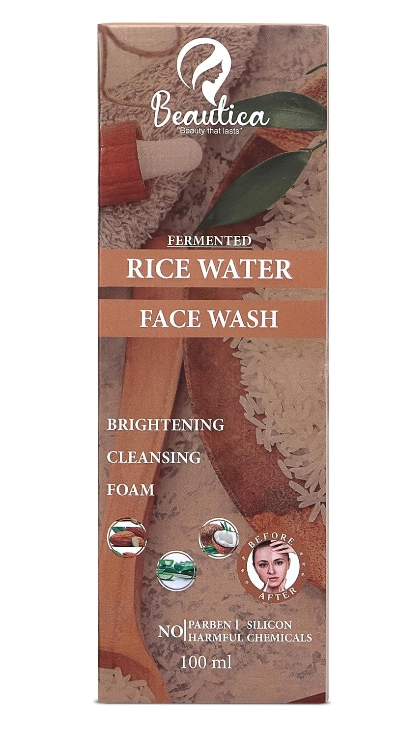 Fermented Rice Water Face Wash for Glowing Skin | Brightening & Deep Cleansing Face Wash | Tan Removal, Oil Control & Pore Cleansing | Paraben-Free Face Wash for Women & Men | 100ml