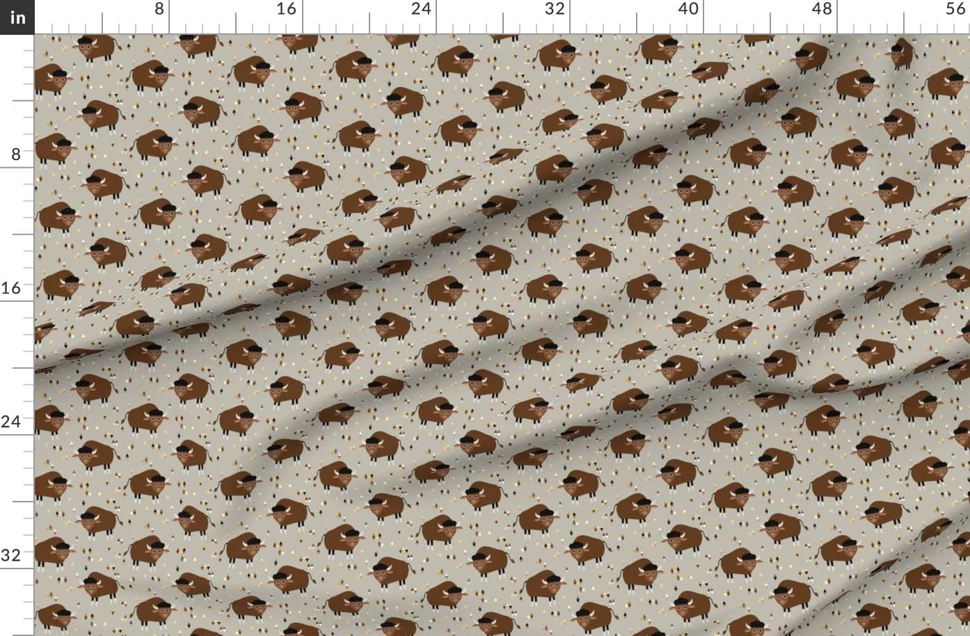 Spoonflower Fabric - Buffalo Bison Animals Desert Triangle Southwestern Printed on Organic Cotton Sateen Fabric by The Yard - Sewing Quilting Apparel Home Decor