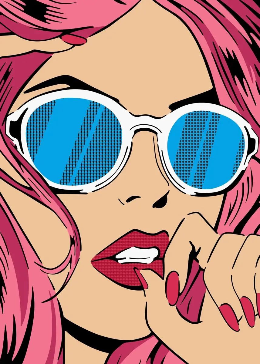QSDTGHUIKP Roy Lichtenstein Prints《Glasses》Canvas Painting Roy Lichtenstein Poster Pop Fashion Wall Art Modern Picture for Home Decor 16x24in Frameless