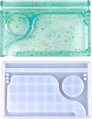 Miniatura 1 de 1 bandeja grande de resina molde de silicona de resina epoxi, forma rectangular, para moler humo, cosméticos, aparador, almacenamiento de alfombras,