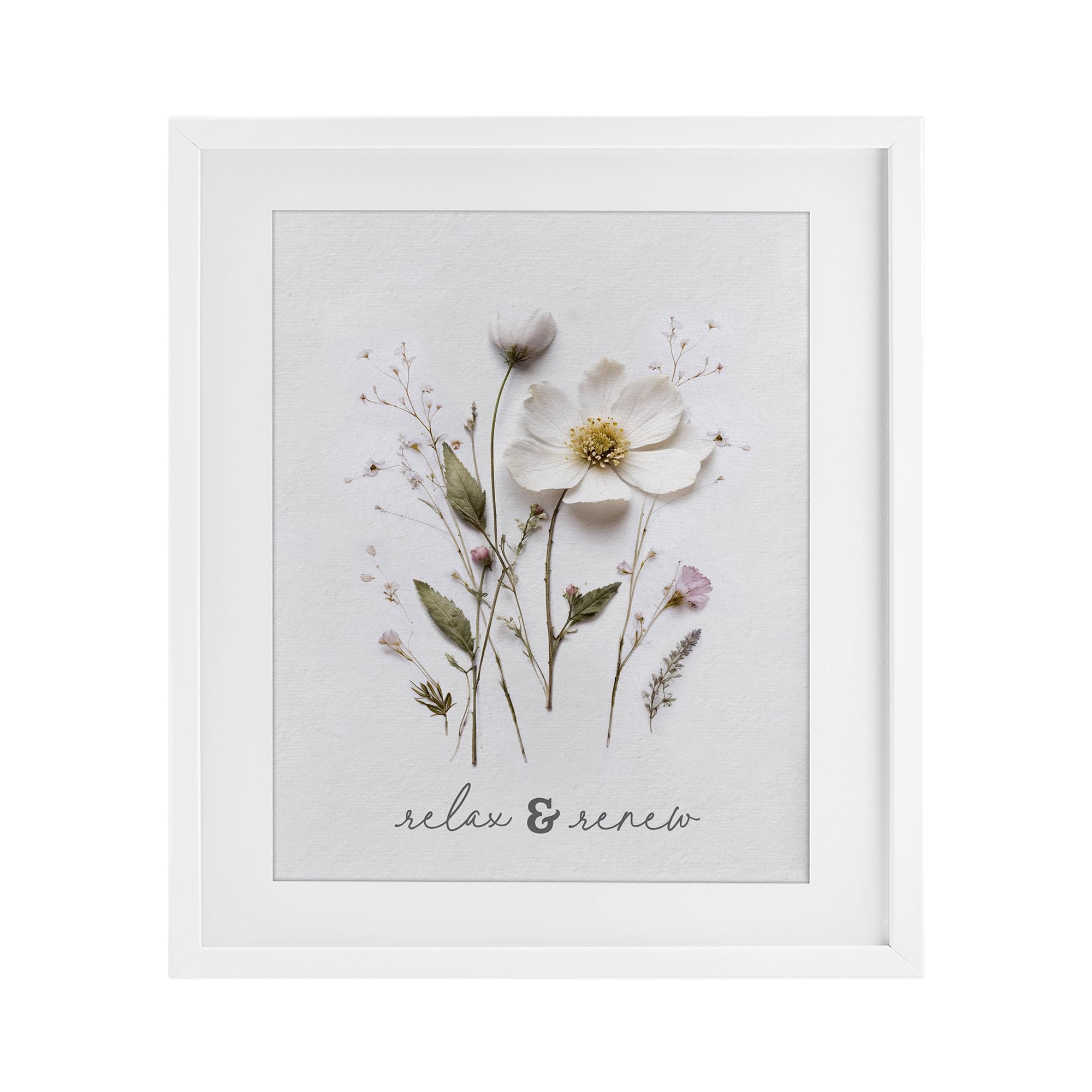Affiche fleurs pressées Relax & Renew pour retrouver le calme et la sérénité chez soi