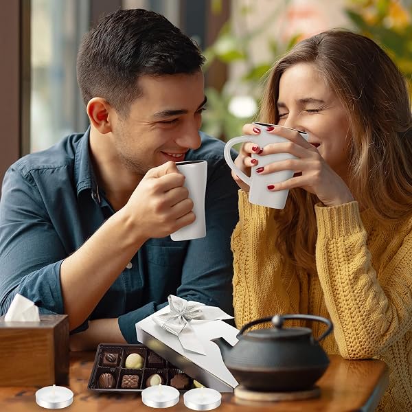 Honeydak Chocolate Fondue Mug with Fork and Candle Sweet Ceramic Personal Chocolate Melting Cup Chocolate Fondue Mug Ideal Gifts for Birthday Date Night Birthday Wedding Gifts (White) - 4