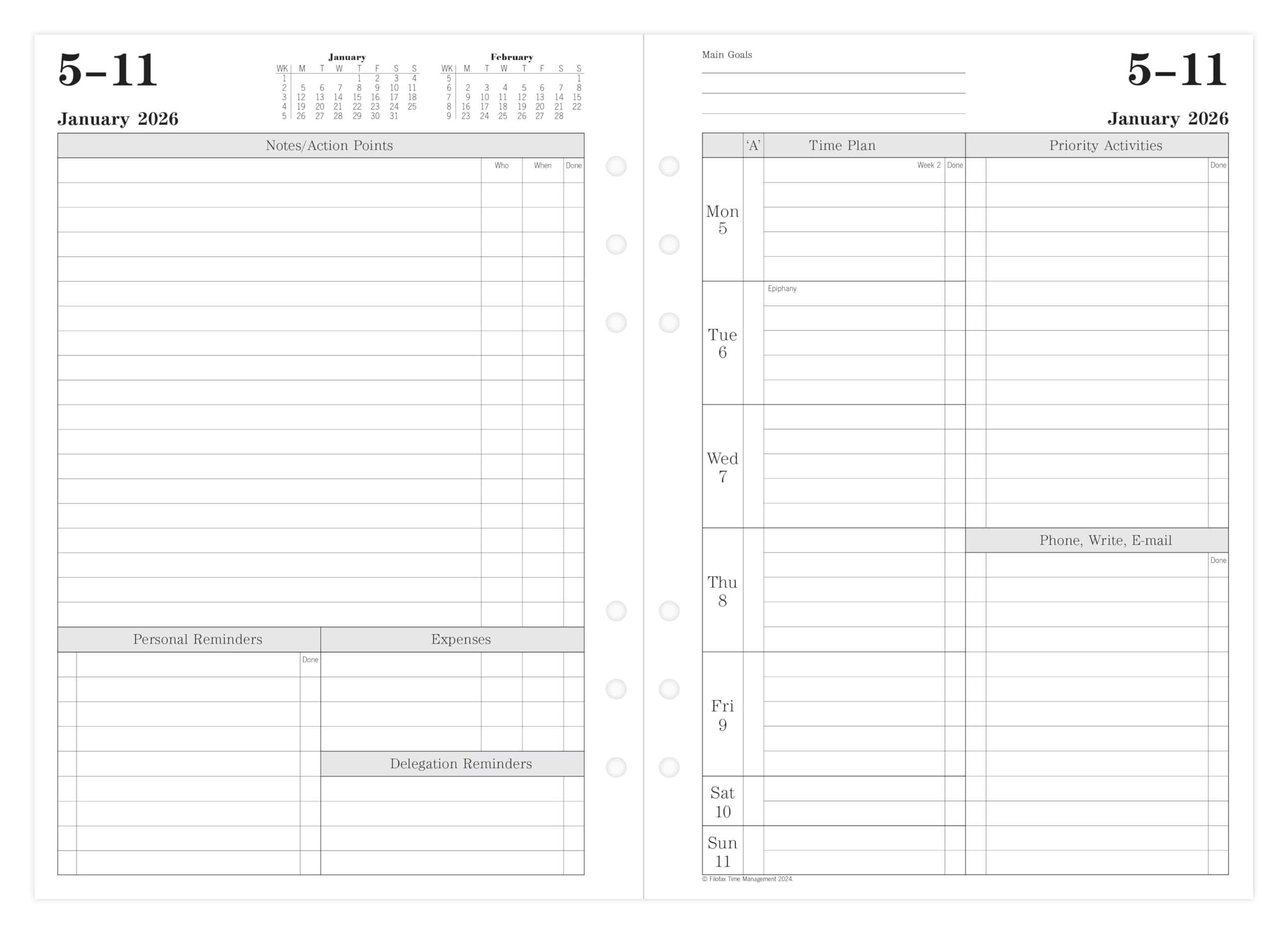 Filofax Terminplaner 26-TM7051, A5, Wochenansicht, Englisch, 2026