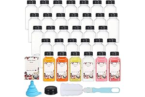Juice Bottles, 32 Pack 8oz Plastic Bottles with Caps, Leak-Proof Beverage Containers