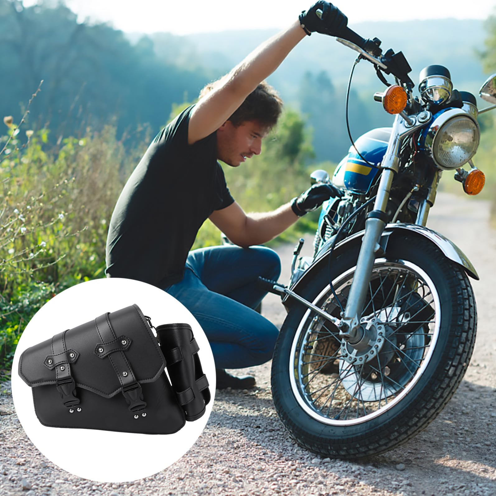 ULTECHNOVO Borsa per Forcellone della Motocicletta Tasca Porta Borraccia e Fibbia a Sgancio Rapido, per Amici e Famiglie in Gita