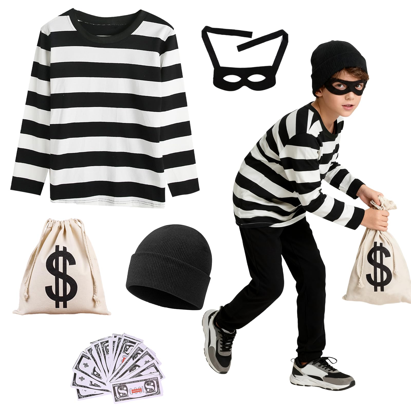 Xerteam Kids Robber Costume, Burglar Fancy Dress Costume Set