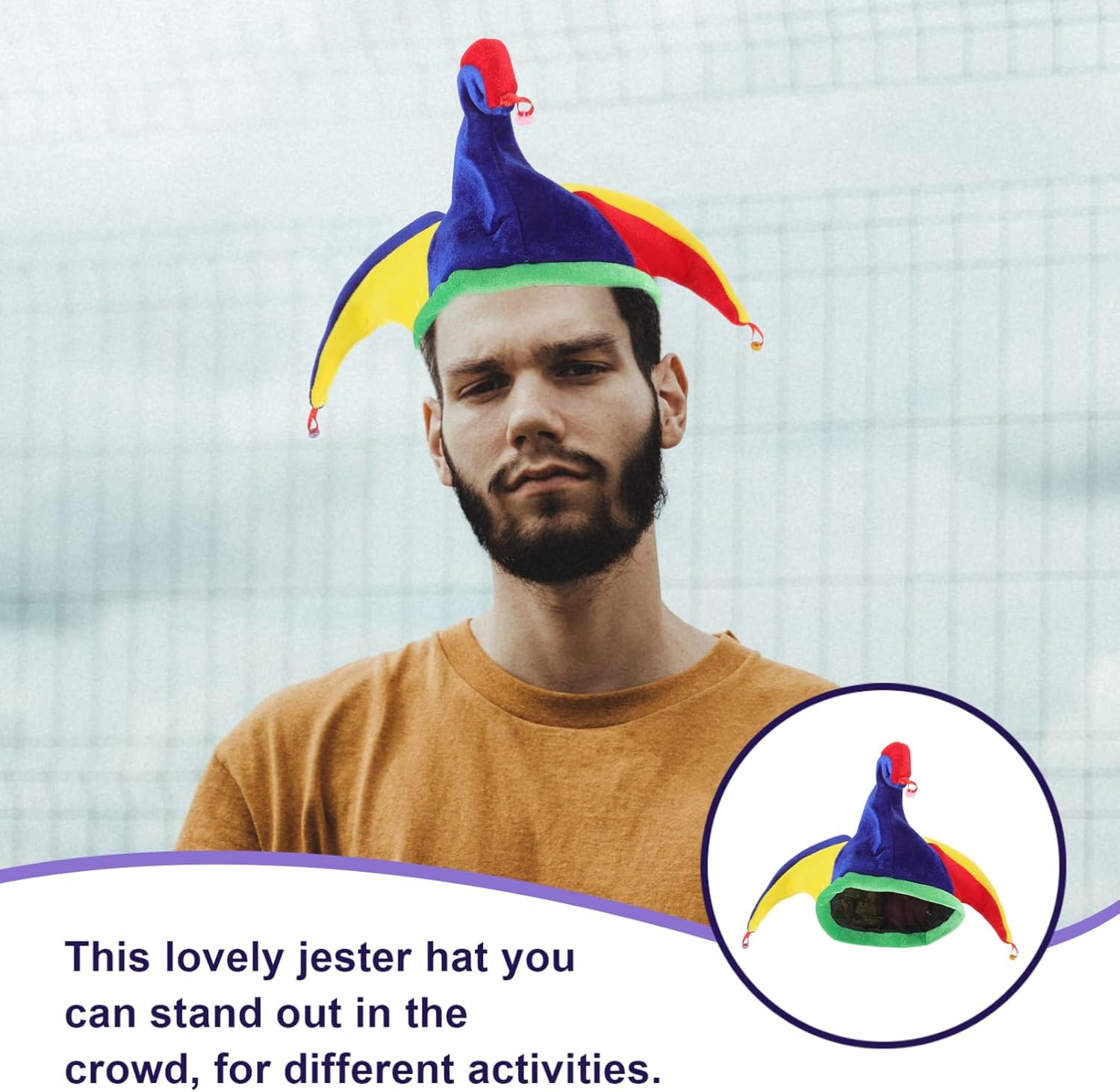 DOITOOL Clown Hat Colorful Hat for Adults and Kids Triangle Clown Costume Carnival Accessory 18.5X18.5X7In - Image 5