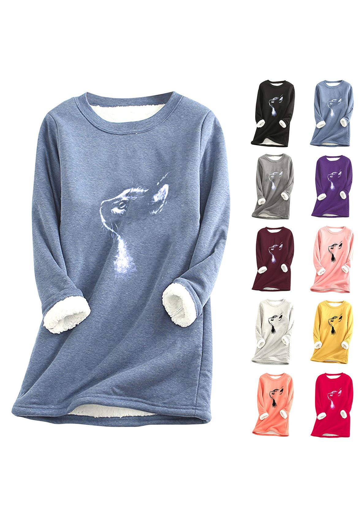 Donne Manica Lunga O-Neck Pullover Cuore Modello Manica Lunga Jumper Spessore Fleece Caldo Casual Blousers Morbido E Confortevole Home Top