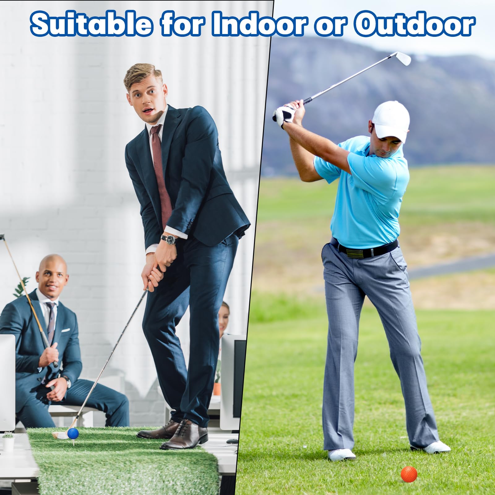 Coopay 72/150/300 Stück Übungsgolfbälle, 42 mm, Kunststoff-Golf-Trainingsbälle mit Kordelzugbeutel, hohl, Sportbegrenzter Flug, für Schwungübungen, Driving Range, Hinterhof, Zuhause, Innen- und