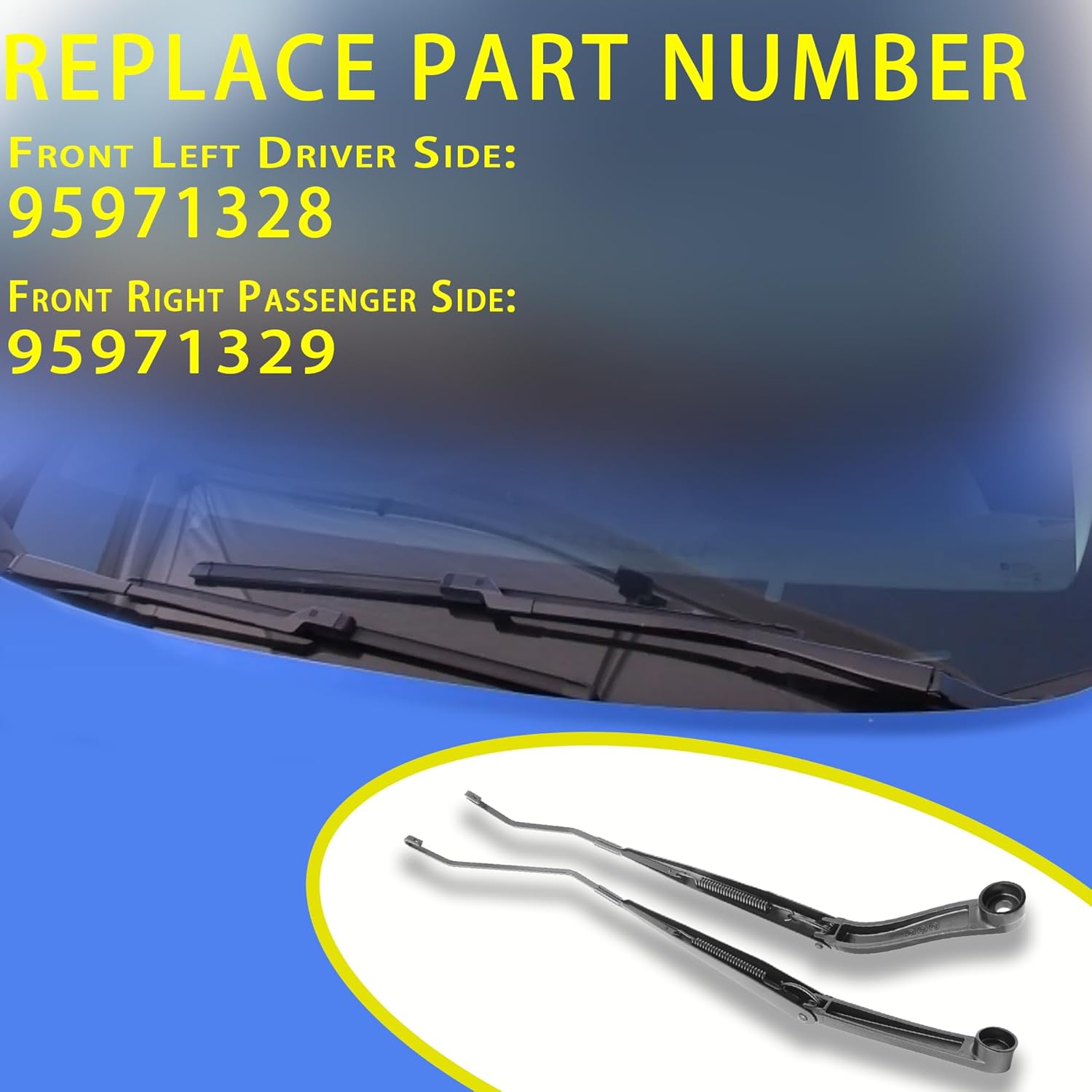 1 Pair Front Windshield Wiper Arm Kit Noiseless Rust Protection Fits Compatible With 2011-2016 Chevrolet Cruze Replace OE 95971328 95971329 Right and Left