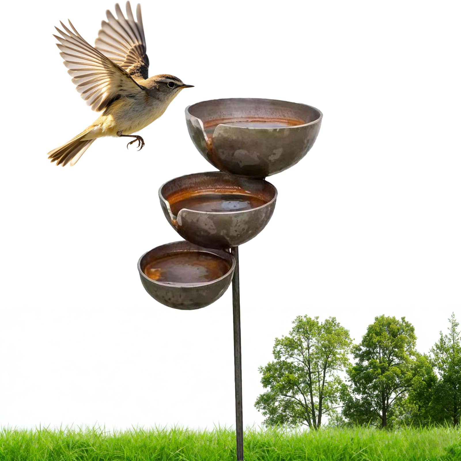 Rain Catchers for Garden, Bee Water Station, 3-Tier Cascading, for Garden Ornament and Bird Care (1pc)