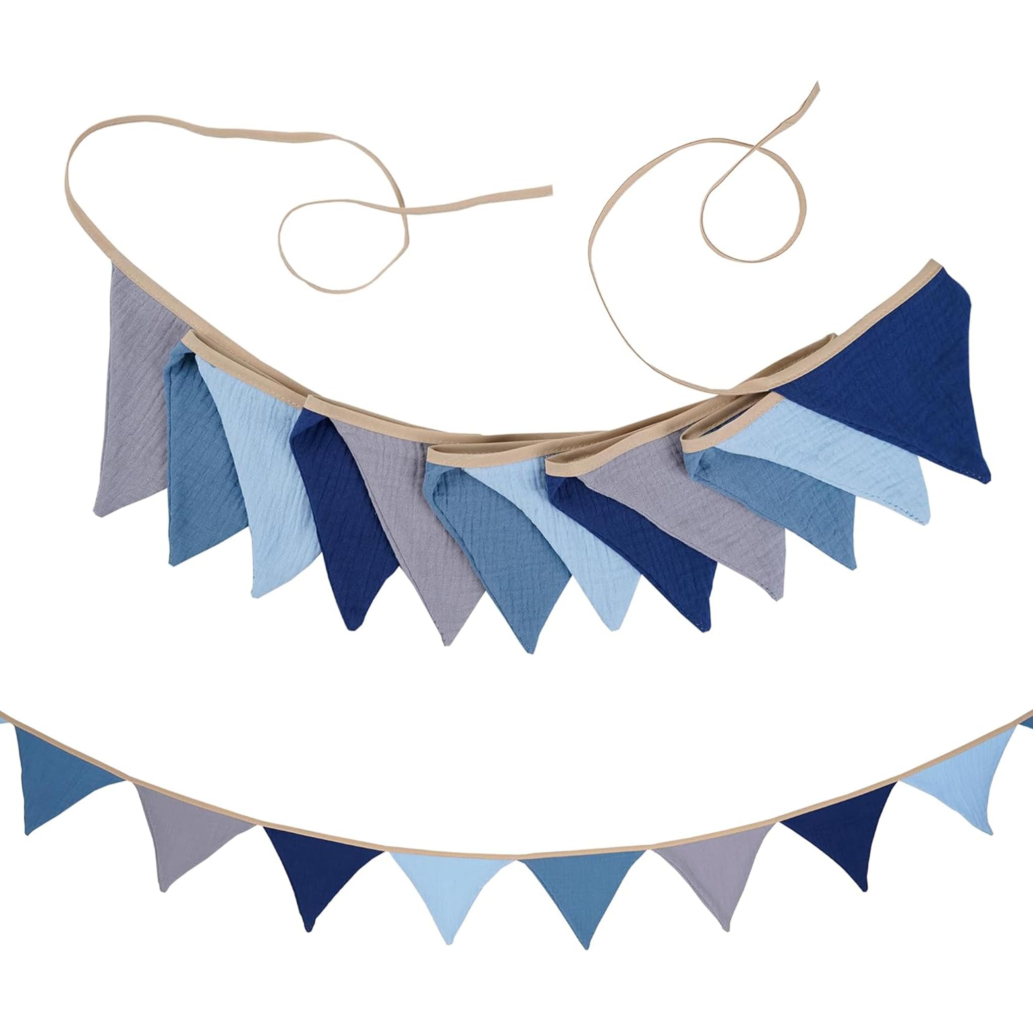 Nursery Bunting,Fabric Buntings Banner,Cotton Bunting Vintage,2.6m Double Sided Cloth Triangle Banner,Pastel Flags,Triangular Fabric Garland Flags for Baby Shower,Birthday Decor,Summer Outdoor Garden