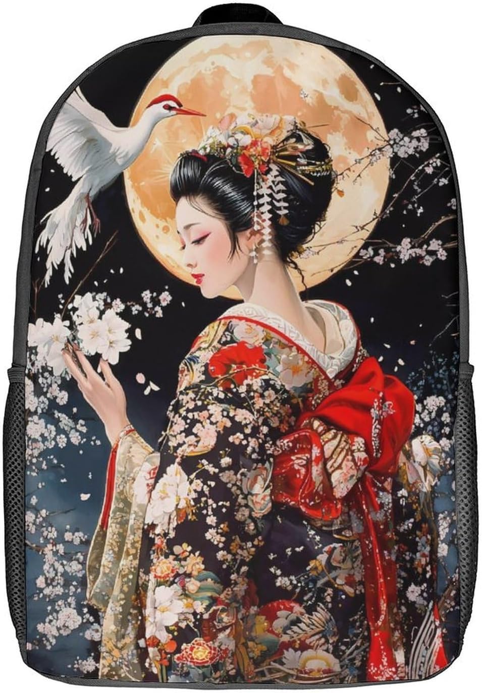 Japanese Geisha Laptop Backpack for Men Women 17 Inch Shoulder Bag Travel Daypack