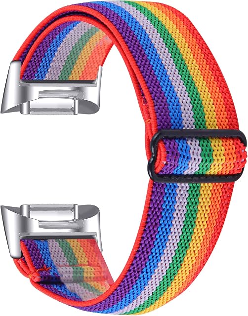 Gimuk Compatible with Fitbit Charge 5 Strap for Women Men, Soft Nylon Woven Stretchy Adjustable Elastic Replacement Sport Strap Wristband for Fitbit Charge 5 Small Large