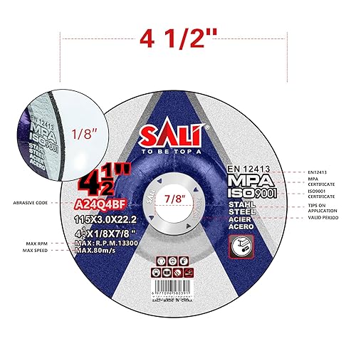 Miniatura 10 de SALI Paquete de 50 muelas abrasivas de 4-12 pulgadas para metal y acero inoxidable de uso general, disco de pulido de óxido de aluminio para