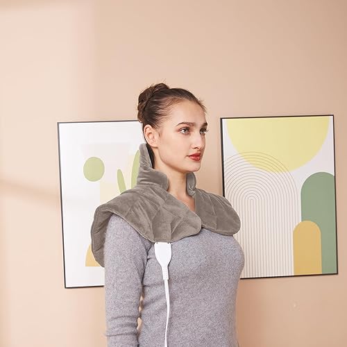 Miniatura 6 de Ambershine - Almohadilla eléctrica con peso, 19 x 24 pulgadas, 2.5 libras, 12 ajustes de temperatura, 4 temporizadores de apagado automático, para