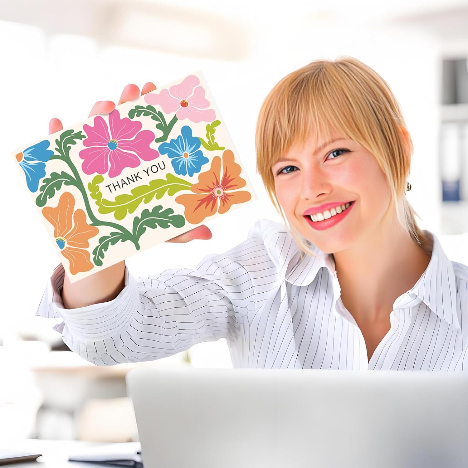 24 Pack Thank You Cards with Envelopes, Blank Floral Greeting Cards Bulk for Teachers, Coworkers, Friends, Assorted Appreciation Cards for Birthday, Graduation, Business, Wedding & More - Image 7