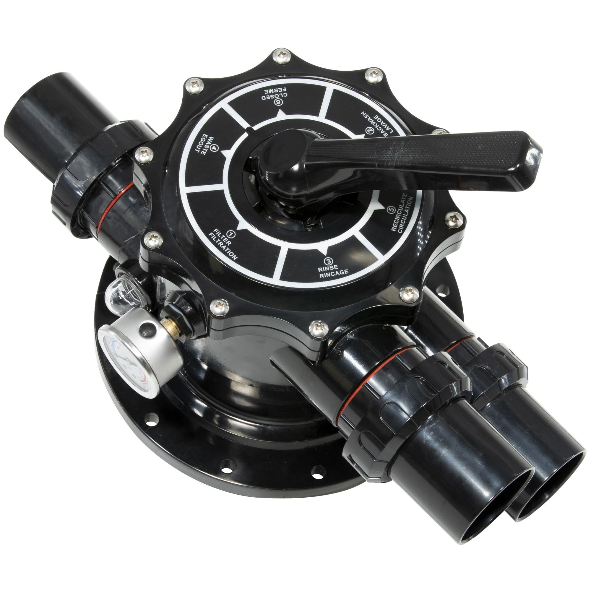 POOLTOOL Swimming Pool Multi Port Valve 2 inch Top Mount MultiPort Valve Replacement for Swimming Pool Sand Filter Water Filter System Machine, ABS material with heavy-duty plastic handle