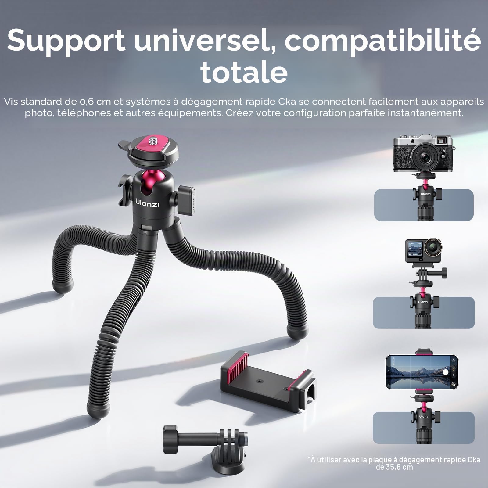ULANZI MT91 Trépied Smartphone Flexible avec Télécommande Bluetooth, Trépied pour Appareil Photo Octopus avec système de Fixation Rapide, Mini Trépied W Adaptateur pour Caméra d'action