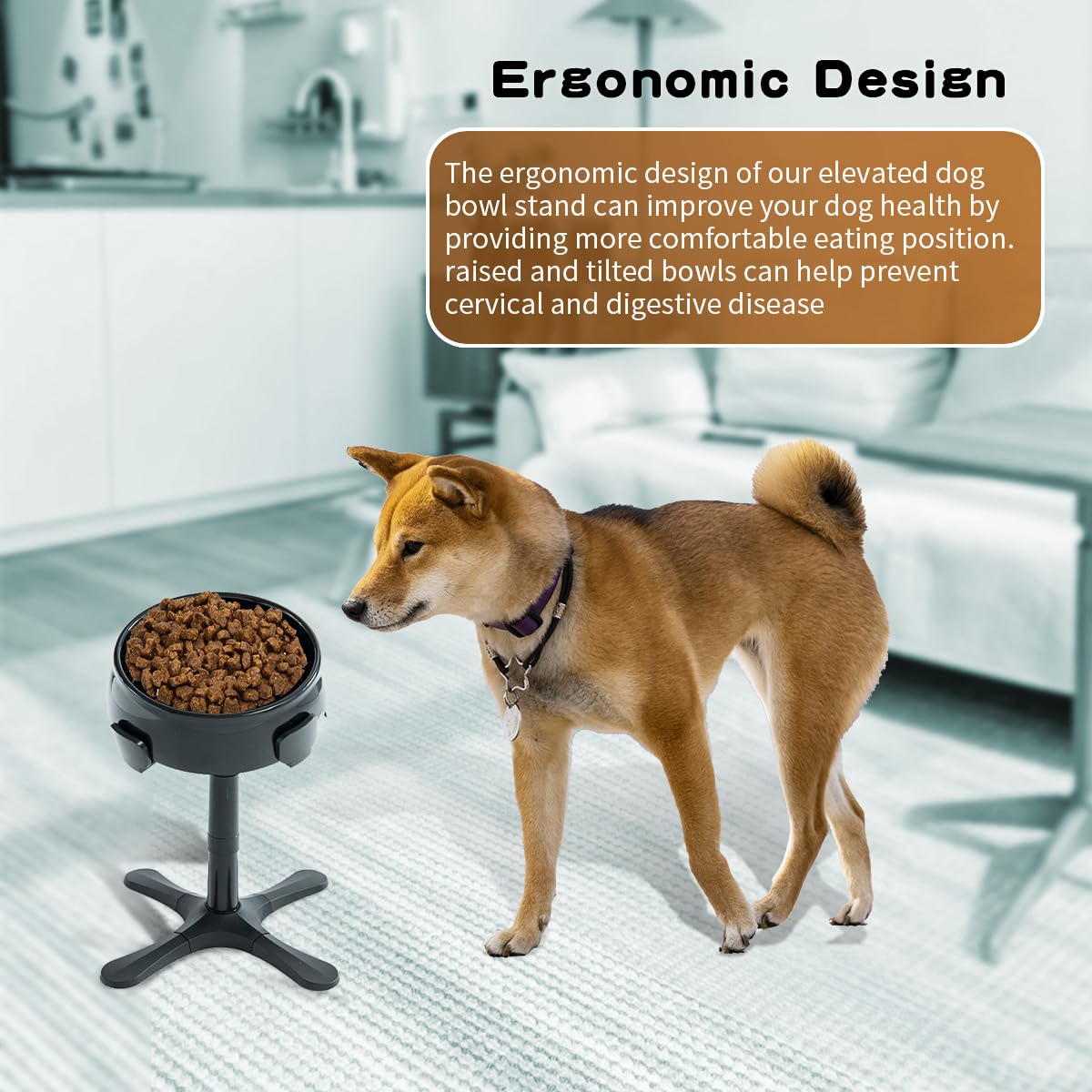 ALILEWAY - Paquete de 2 soportes elevados para cuencos para perros, ancho ajustable en altura, soportes elevados para cuencos para perros, cuencos de alimentación para mooost, almohadillas