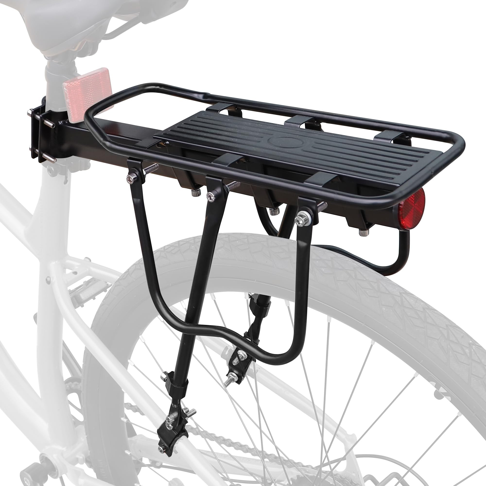 Bagażnik rowerowy tylny Touring maksymalne obciążenie 50 kg, stop aluminium, regulowana wysokość nośna, nadaje się do rowerów 22-29", 700C, do rowerów górskich, wyścigowych
