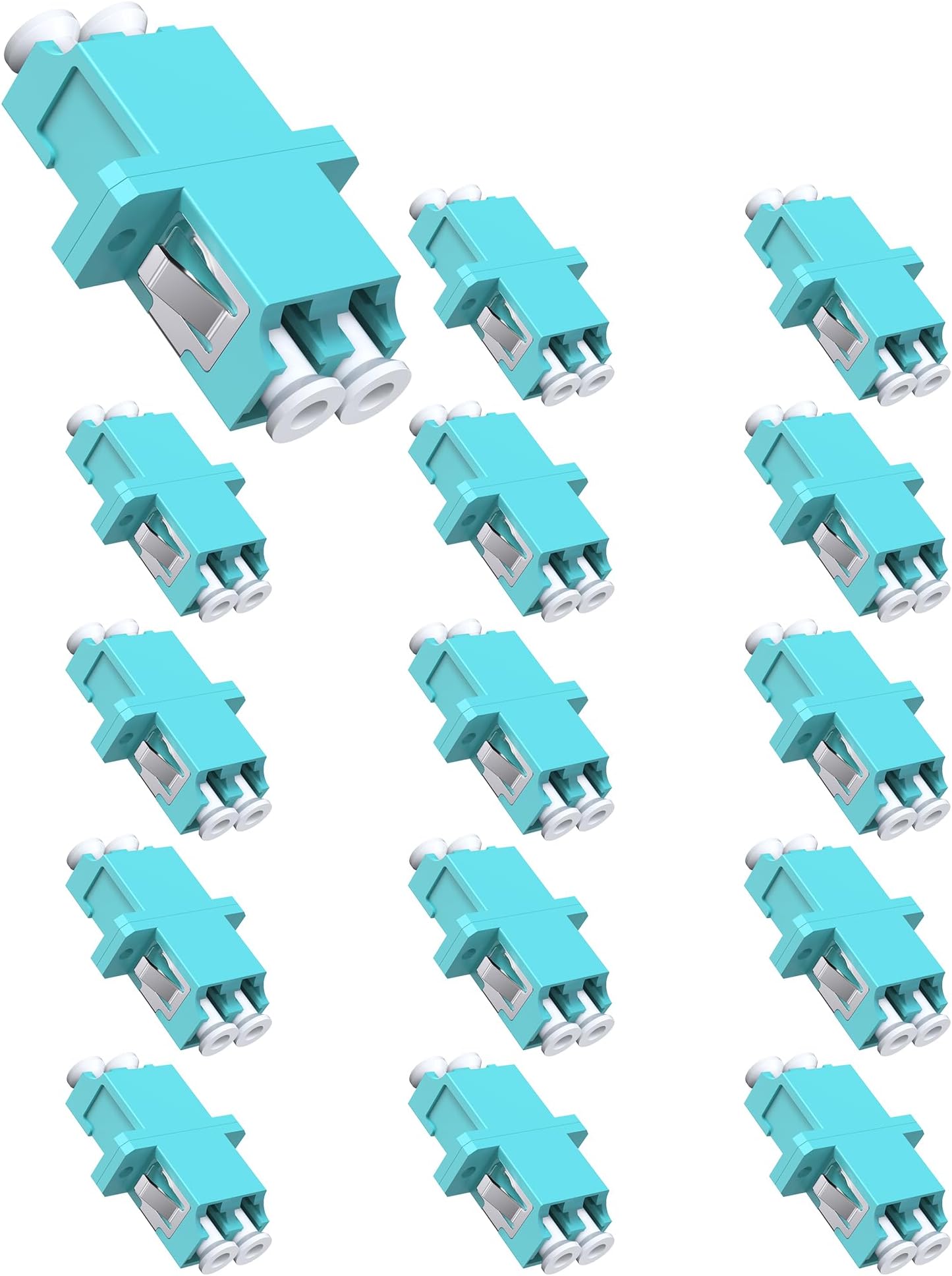 15 Pack LC to LC Fiber Optic Coupler, UPC Duplex Multimode Adapter for Fiber Optic Patch Panels OM1 OM2 OM3 OM4 Compatible