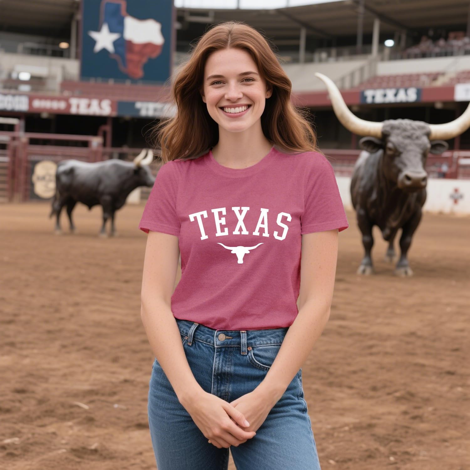 Texas Shirts for Women Texas State Longhorn T-Shirt Casual Texans Pride Cowgirl Tee Tops - Image 3