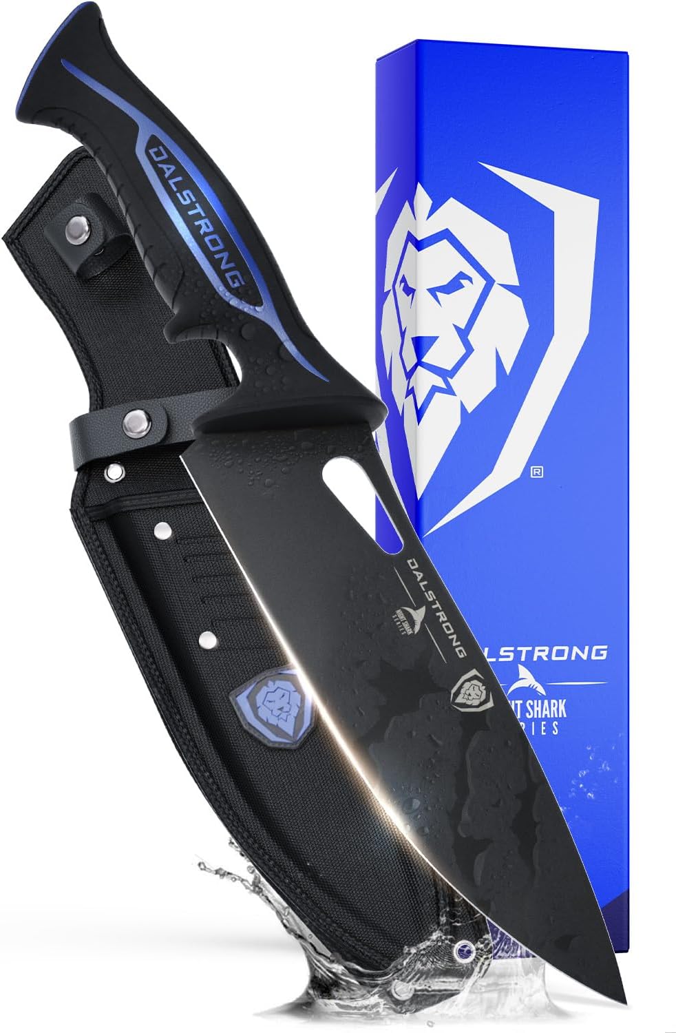 Dalstrong Chef Knife Professional - 8” - Night Shark Series - 7CR17MOV High Carbon Steel - Titanium Coated Blade - Water Outdoor & Fishing- Polypropylene Handle -w/Chef Knife Cover - NSF Certified
