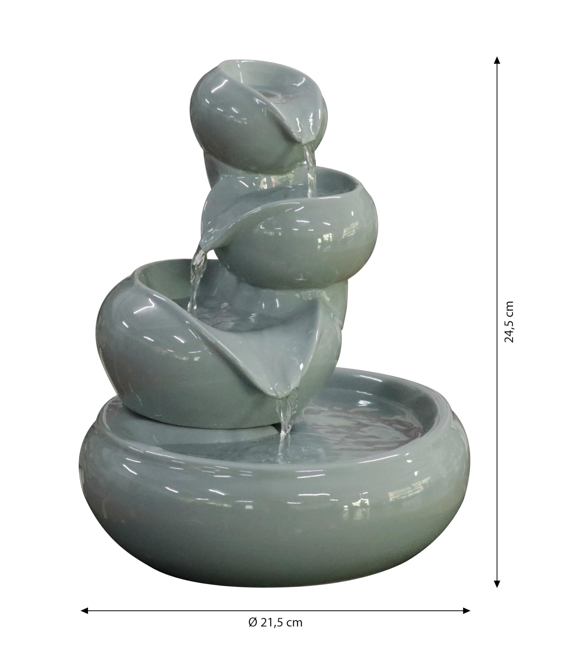 Dehner Zimmerbrunnen Malahi, grau, Ø 21,5 cm, Höhe 24.5cm