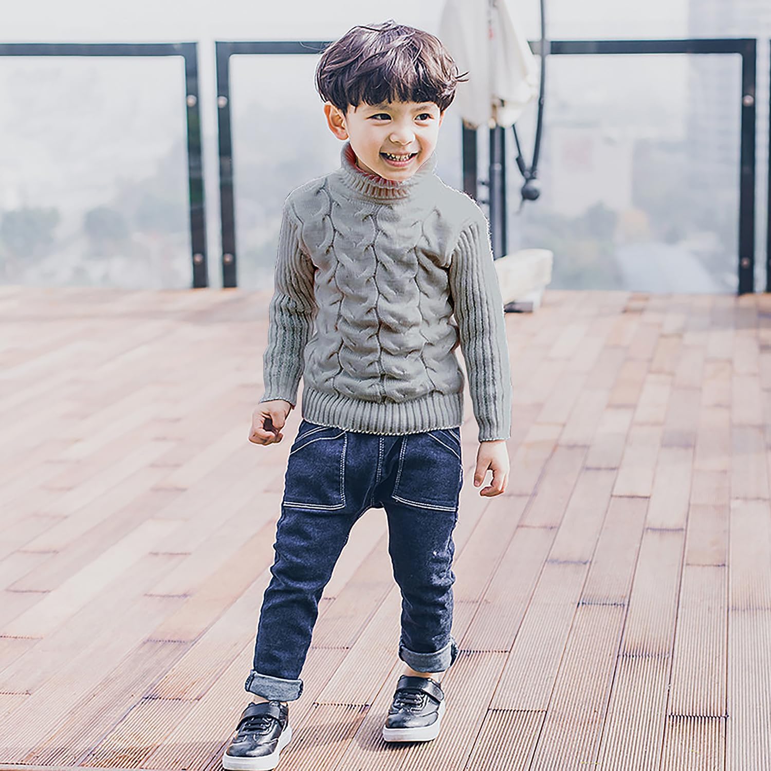 Baby Boys Turtleneck Knit Sweaters Toddler Girls Soft Warm High Collar Pullover Sweater Size 1-8T - Image 3