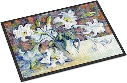 Caroline's Treasures GFGO0014JMAT - Felpudo de 24 x 36 pulgadas, diseño de lirios de Pascua, para interiores y exteriores, para entrada,