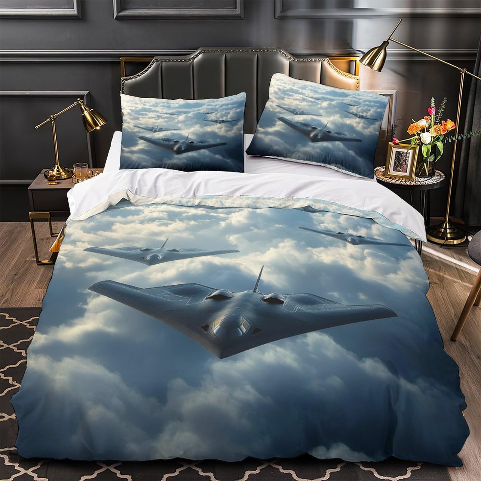 Avions furtifs housse de couette 260x220cm en microfibre avec 2 taies d'oreiller