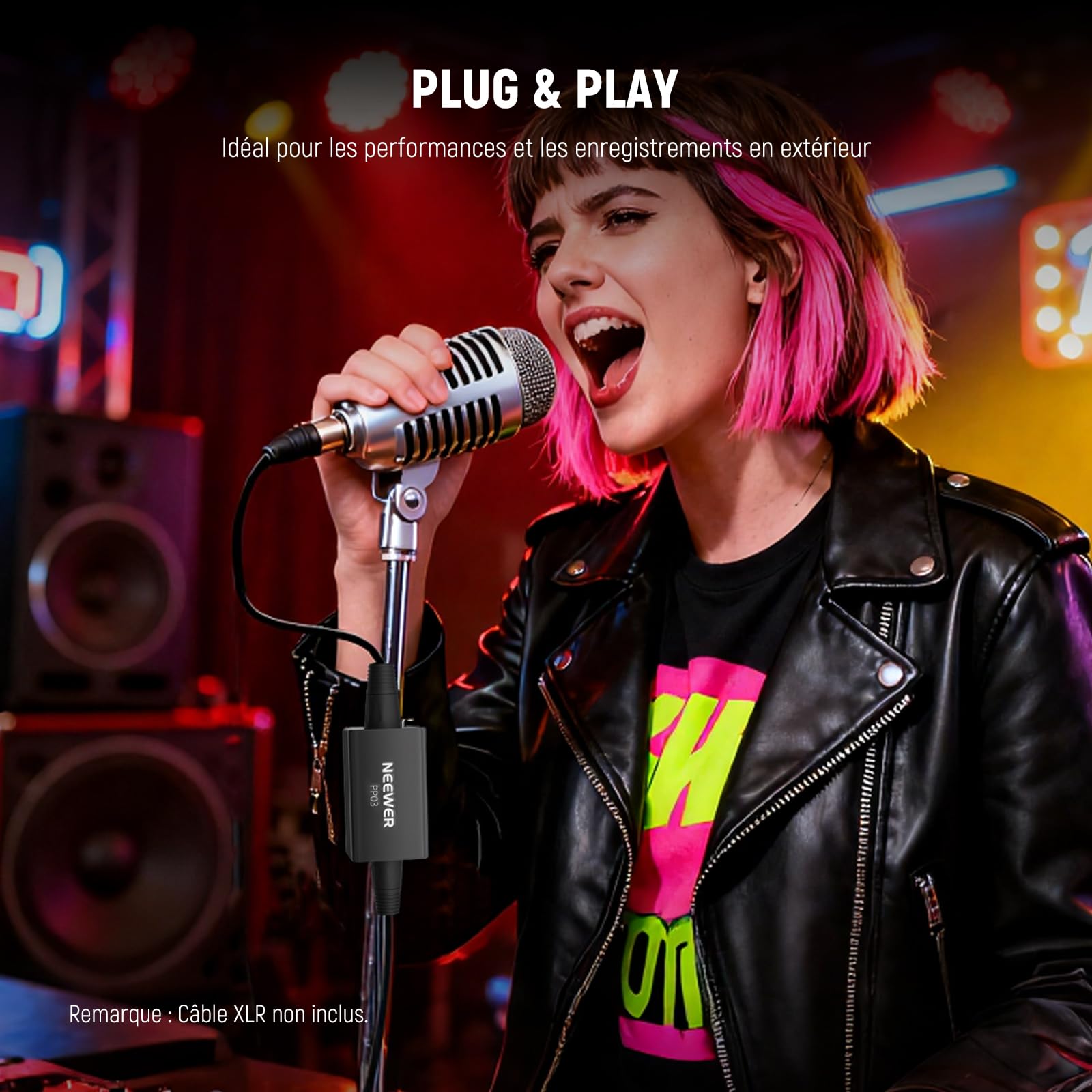 NEEWER Préampli de Microphone, activateur de Micro XLR avec Gain Ultra Propre de 25 DB pour micros dynamiques et Rubans compatibles avec Shure SM7B SM57 SM58 pour Performance en Direct,PP03