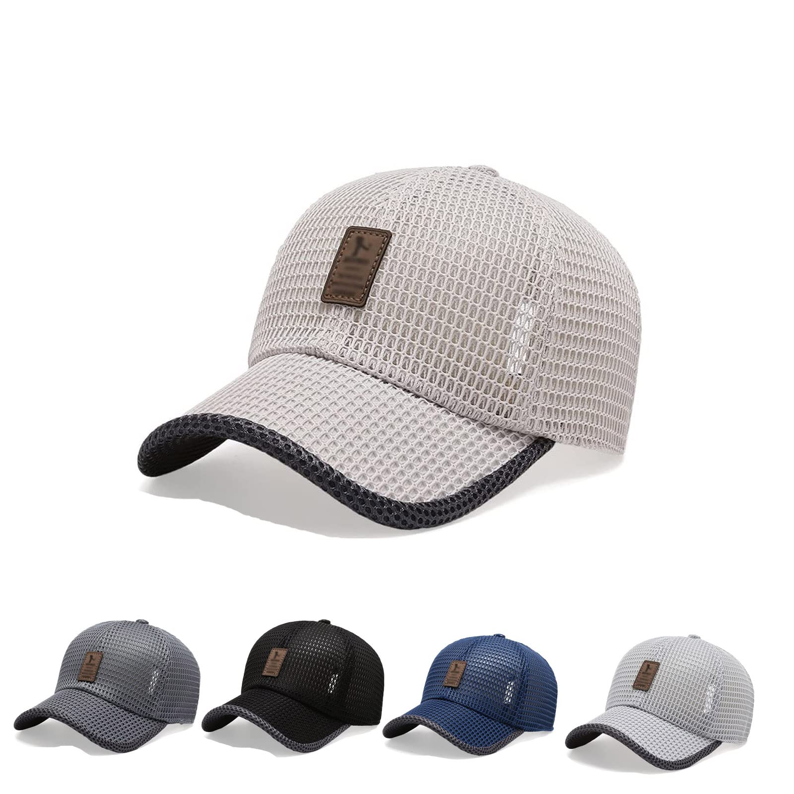 Summer Outdoor Casual Baseball Cap, Summer Breathable Lightweight Baseball Cap Mesh Baseball Cap Mesh Hat (Beige white)