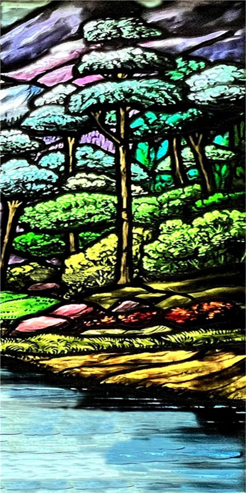 Stained Glass Window Film,Frosted Privacy, Static Cling,Vintage Colorful Stickers for Glass Windows(Color 13,50X100cm)