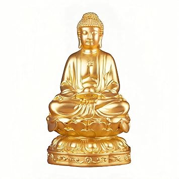 Resin Shakyamuni Buddha Statue 6" 15cm Handcrafted Sculpture with Serene Expression for Meditation, Home Altar & Spiritual Decor Gold Color