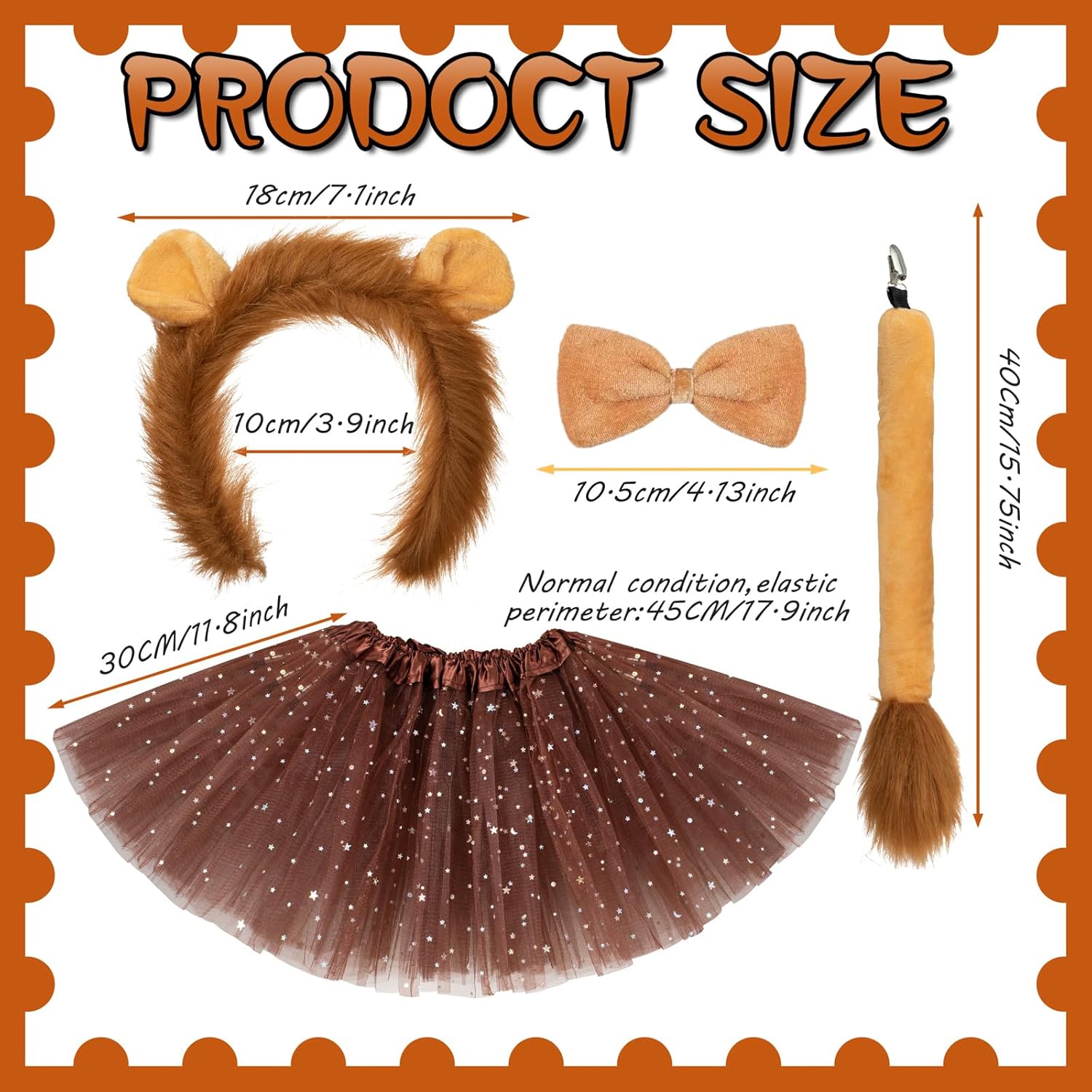 4 Pcs Halloween Costume Set Animal Ears Headband Tail Bowtie Tutu Skirt for Kids Adult Halloween Dress Up - Image 4