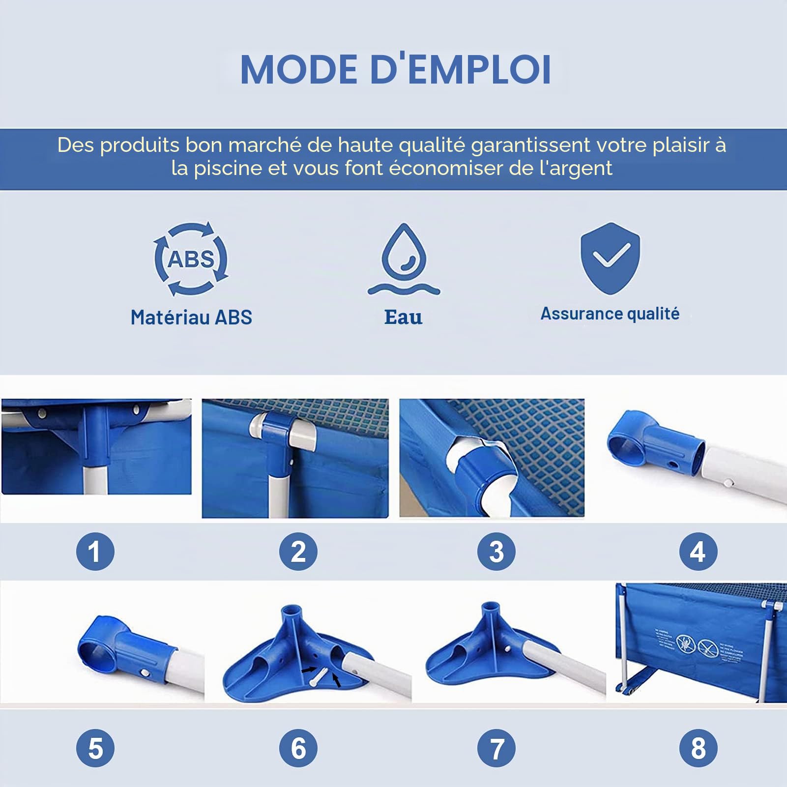 Goupilles De Piscine en Plastique 24 pcs, Broche pour Cadre de Piscine, Joints de Rechange