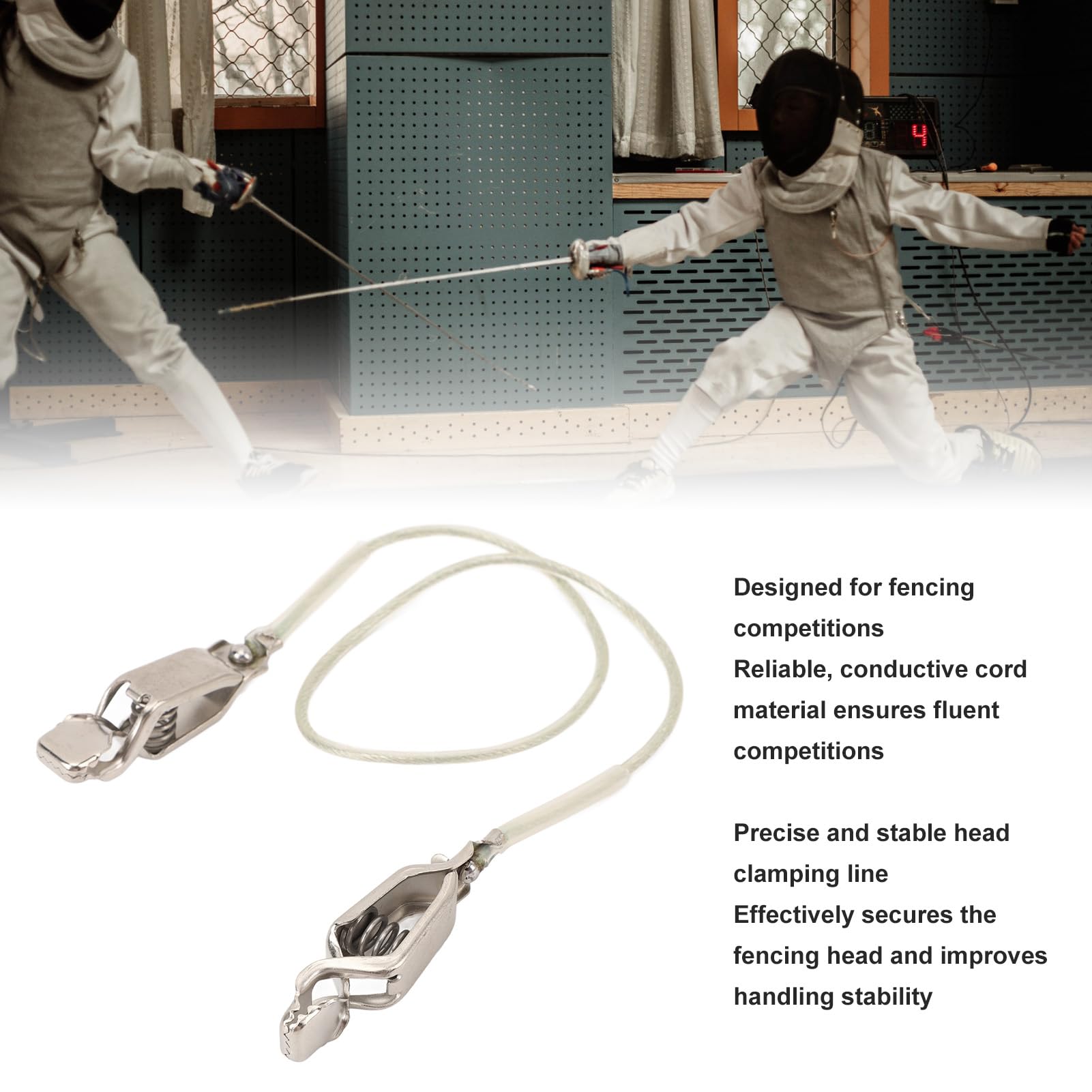 Cordon de Masque de Sabre en Feuille D'escrime, Pince de Fil de Tête de Performance Stable, Pince de Fil de Tête de Clôture Résistante à l'usure, pour équipement de Fournitures
