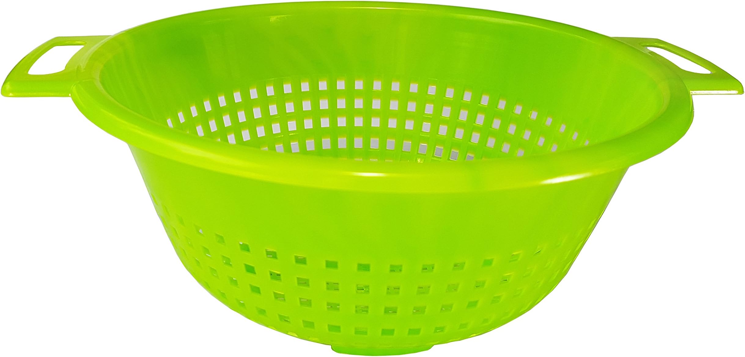Colander Plastic Strainer with Twin Side Handles 24cm Diameter Four Feet Available in 4 Colours Red Blue Purple Green (Green)