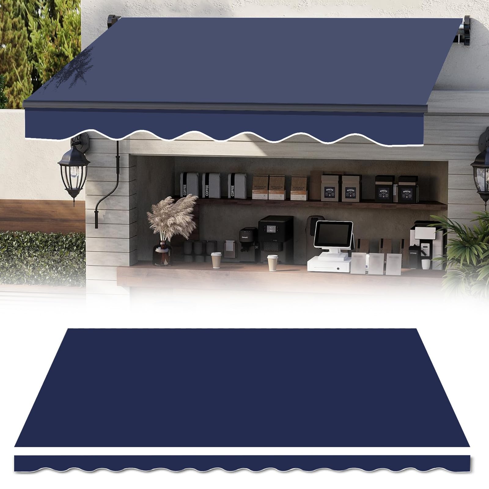 Toile de remplacement store banne rétractable étanche bâche protection solaire 16 pieds