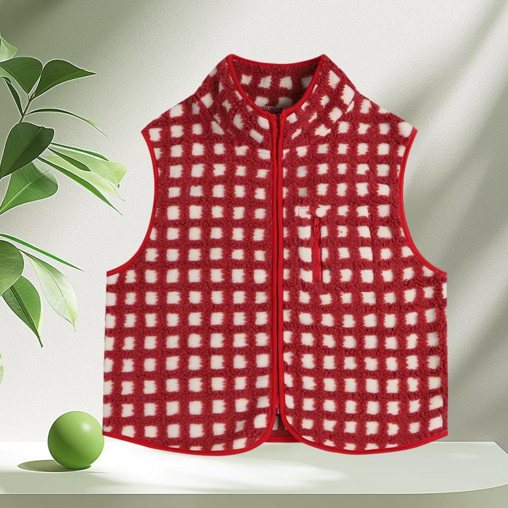 トップス Check Pattern Design Fur Western Vest Check Pattern Design Fur Western Vest