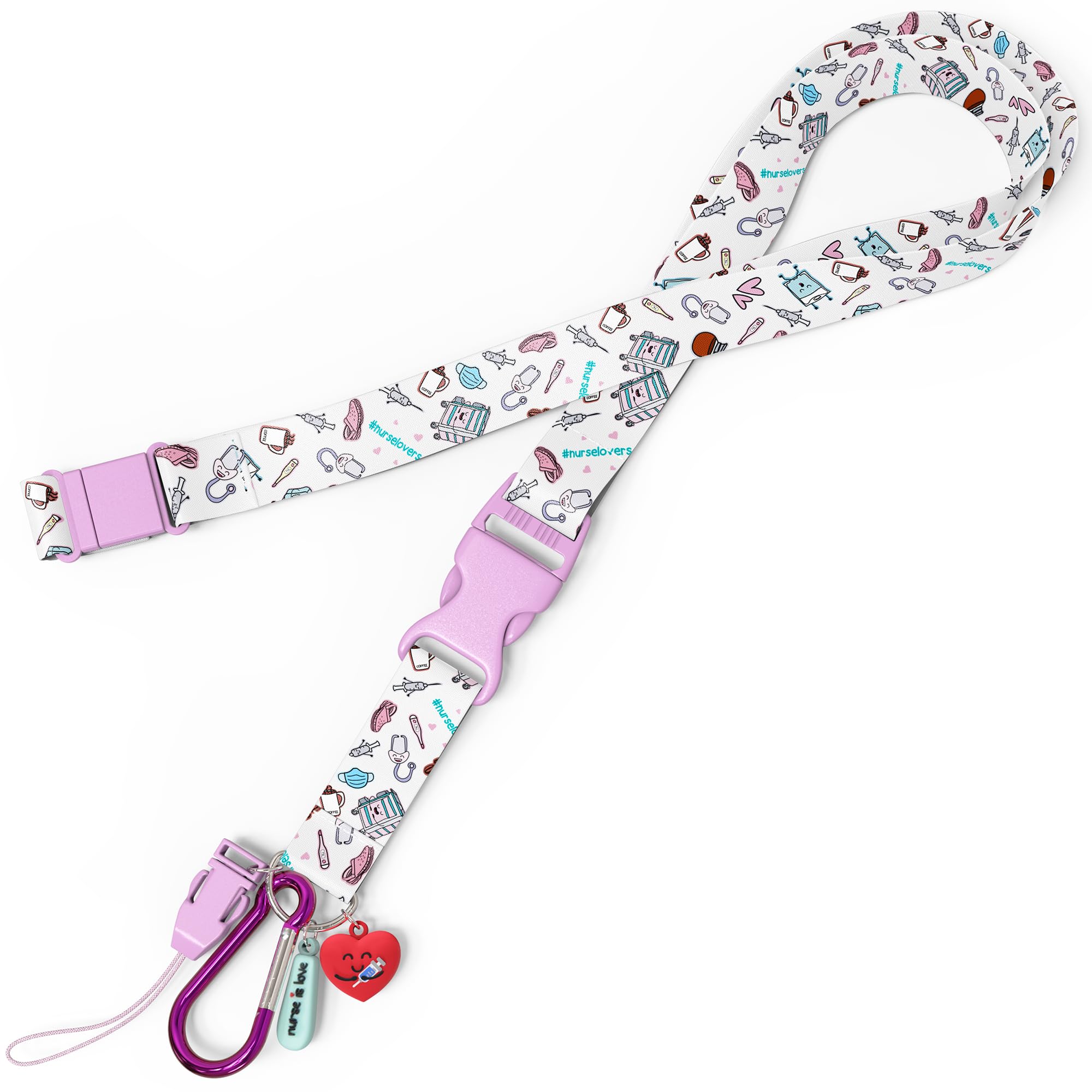 Nurse is Love Lanyard Enfermera Personalizado - Cuelga Llaves y Tijeras con Clip Sujetador de Acceso y Mosquetón Ideal para Porta Tarjetas Identificativas | Regalos Originales, Enfermera Accesorios
