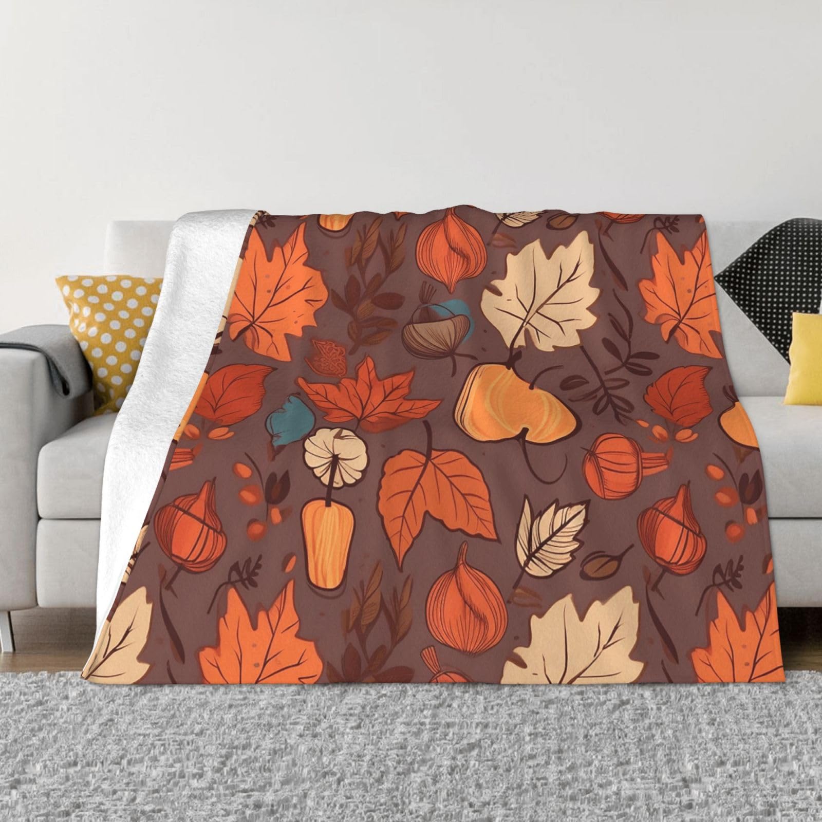 FodPand Fall Fleece Blanket 60"x50" Lightweight Warm Throw Blanket for Bed Couch Cozy Air Conditioning Quilt All Seasons Decorative Fuzzy Blankets Gifts for Women Men