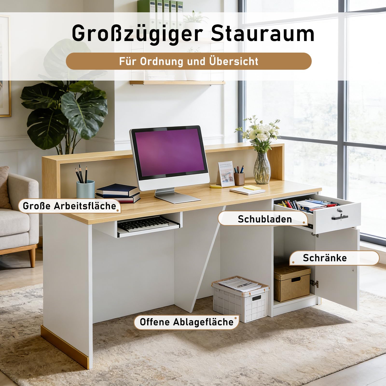 Empfangstheke mit Schubladen Holz Rezeptionstheke für Hotel Salon Geschäft