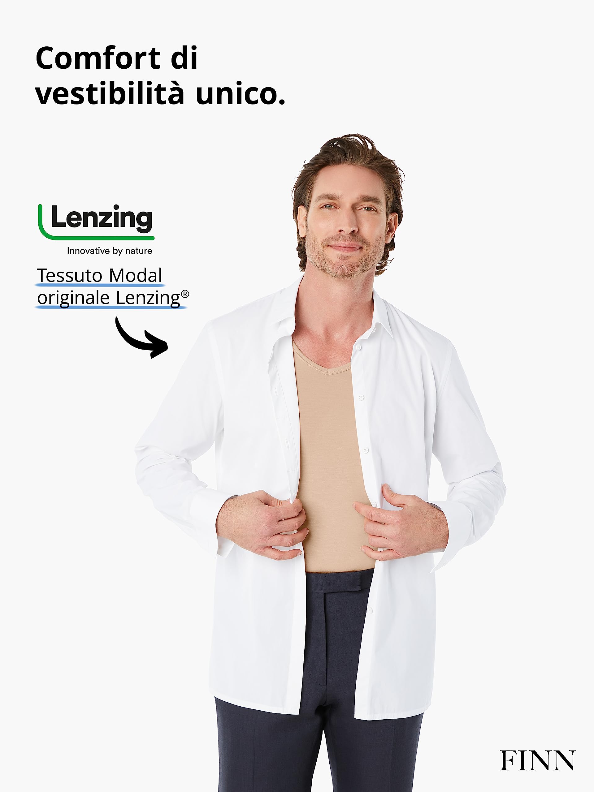 FINN Maglia Intima Anti-Sudore Uomo con Inserto sulla Schiena e Assorbenti Ascellari Contro Sudorazione Eccessiva - Canottiera con Protezione Contro Macchie di Sudore e Cattivo Odore