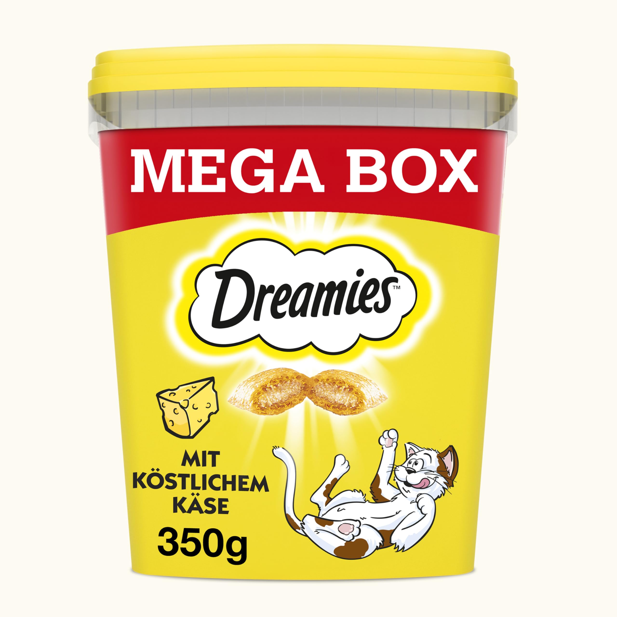 Dreamies Mieszanka przekąsek Dla Kotów o smaku sera – na zewnątrz chrupiące i kremowe wewnątrz – 2 x 350 g